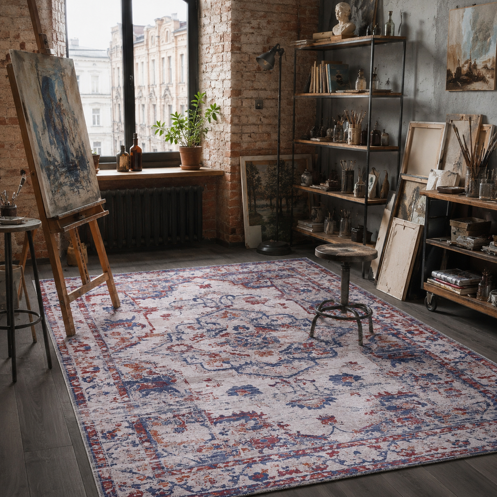 Tapis Abstrait Gris Lavable Nélia, vue 9