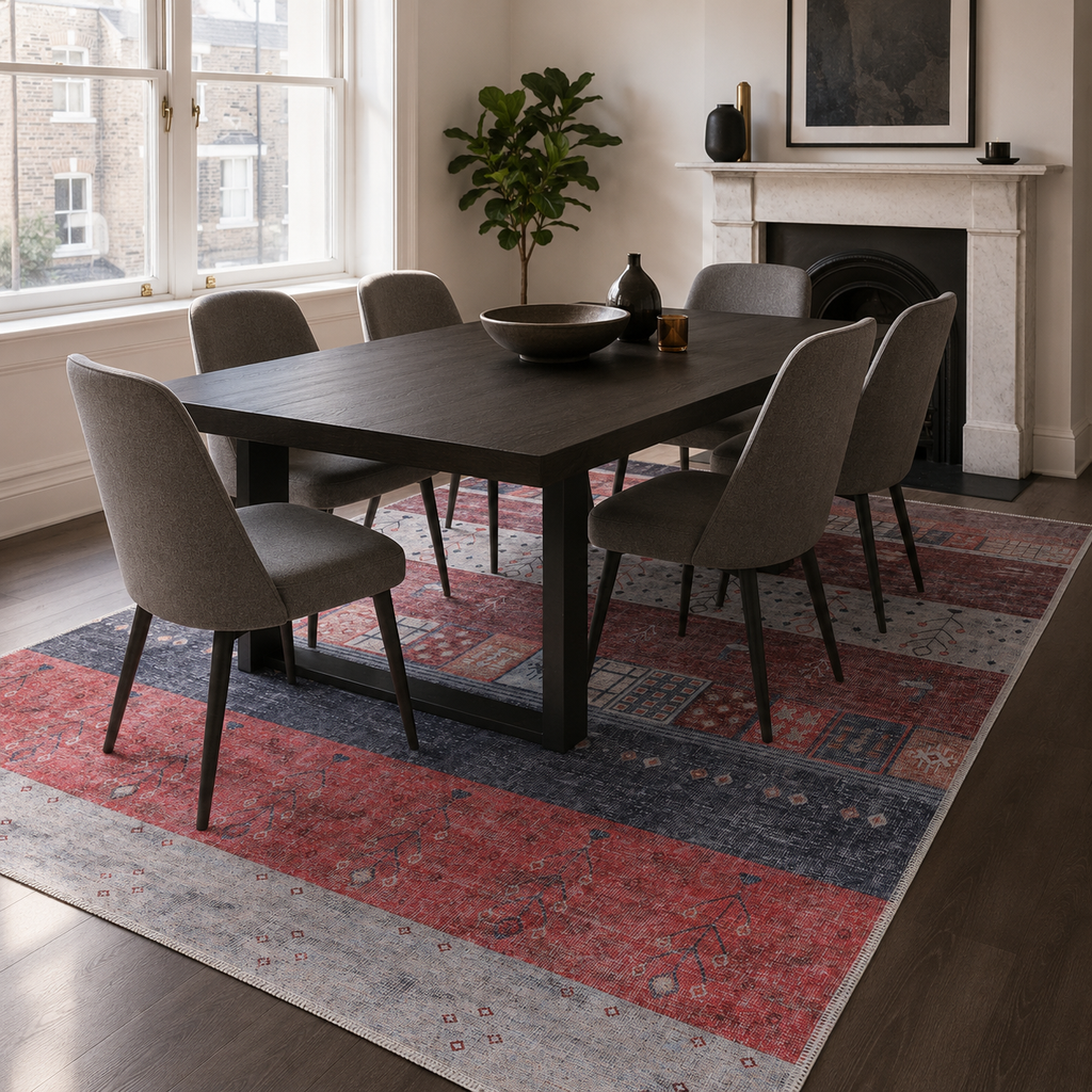 Tapis Ethnique Vintage Bordeaux Lavable Domitille, vue 4
