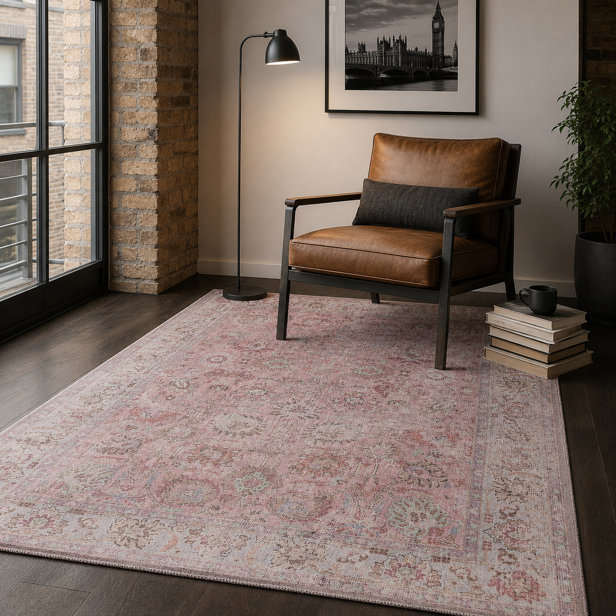 Tapis Vintage Bleu Marine Lavable Emma, vue 8