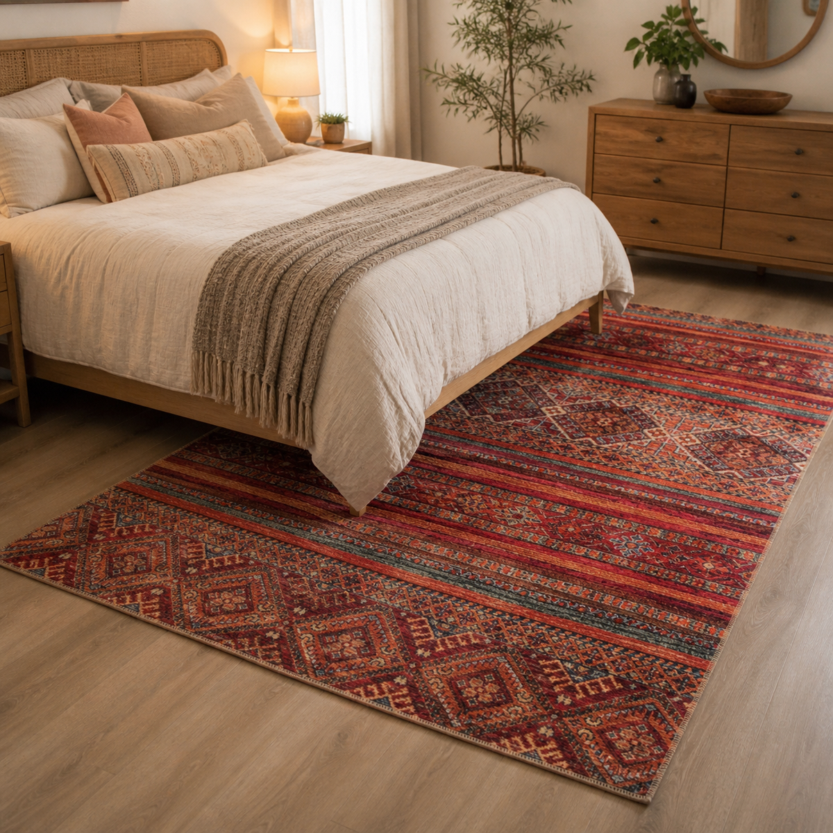 Tapis Ethnique Bordeaux Lavable Aveline, vue 7