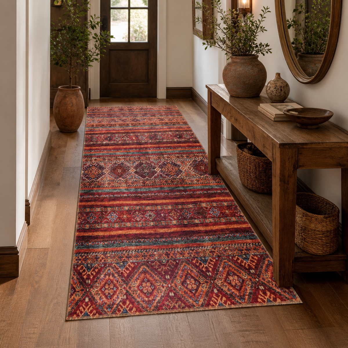Tapis Ethnique Bordeaux Lavable Aveline, vue 10