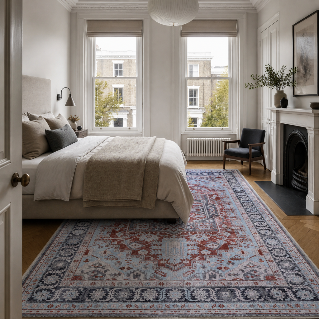 Tapis Ethnique Crème et Blanc Lavable Laurette, vue 3
