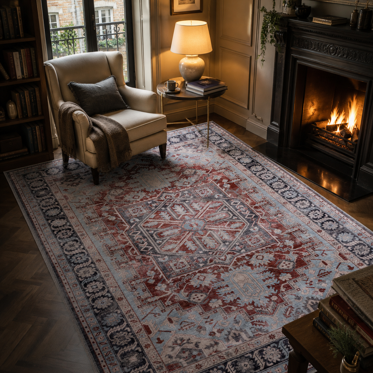 Tapis Ethnique Crème et Blanc Lavable Laurette, vue 7