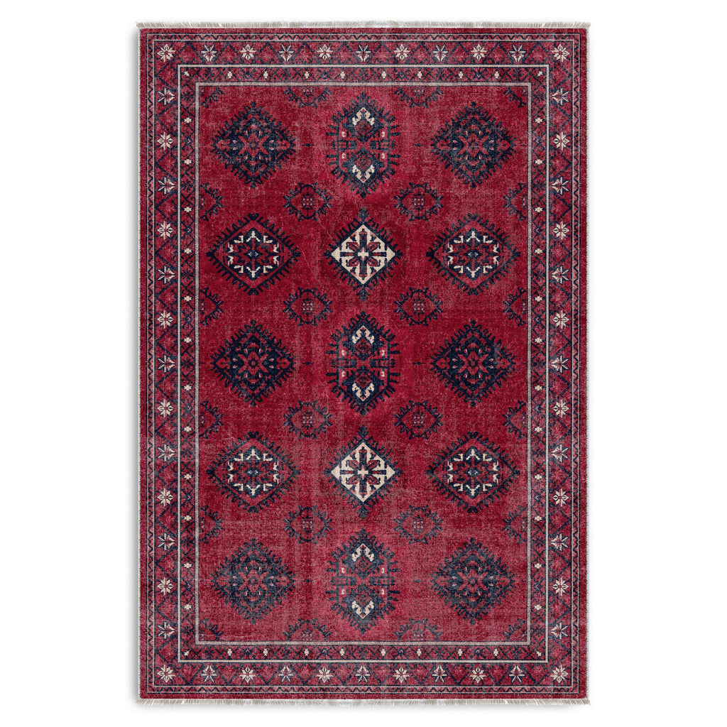 Tapis Ethnique Bordeaux Lavable Aliénor, vue 10