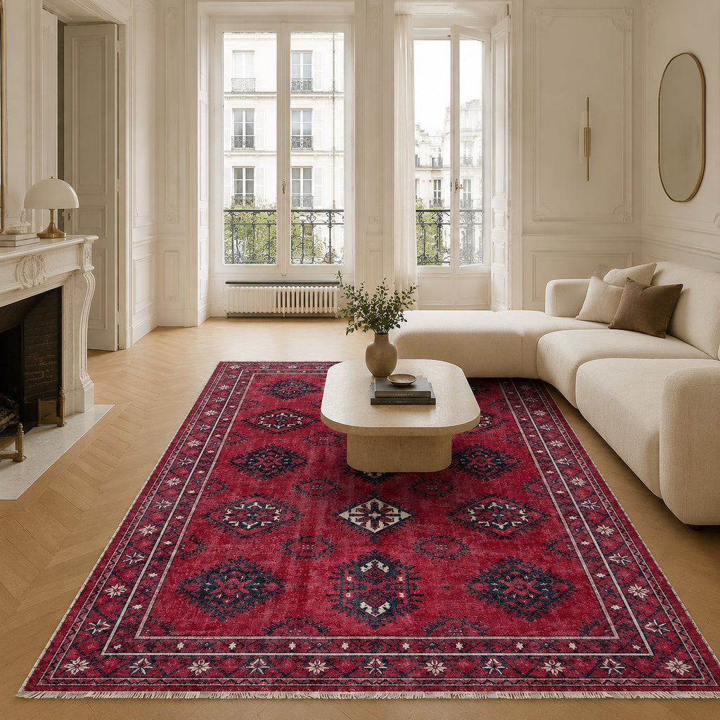 Tapis Ethnique Bordeaux Lavable Aliénor, vue 3