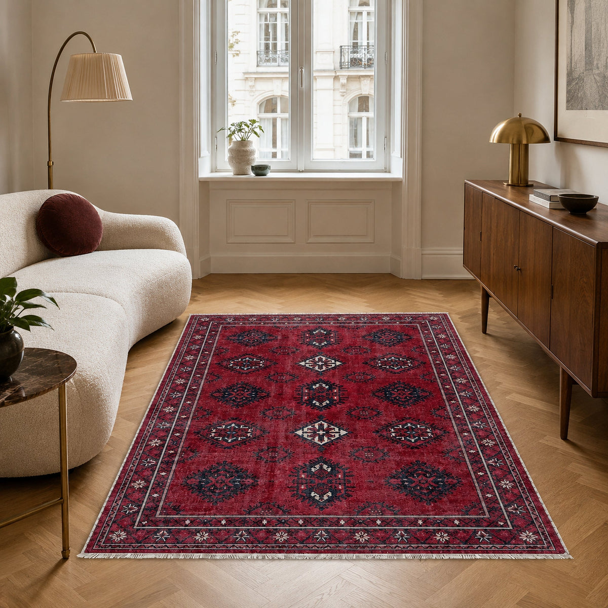 Tapis Ethnique Bordeaux Lavable Aliénor, vue 5