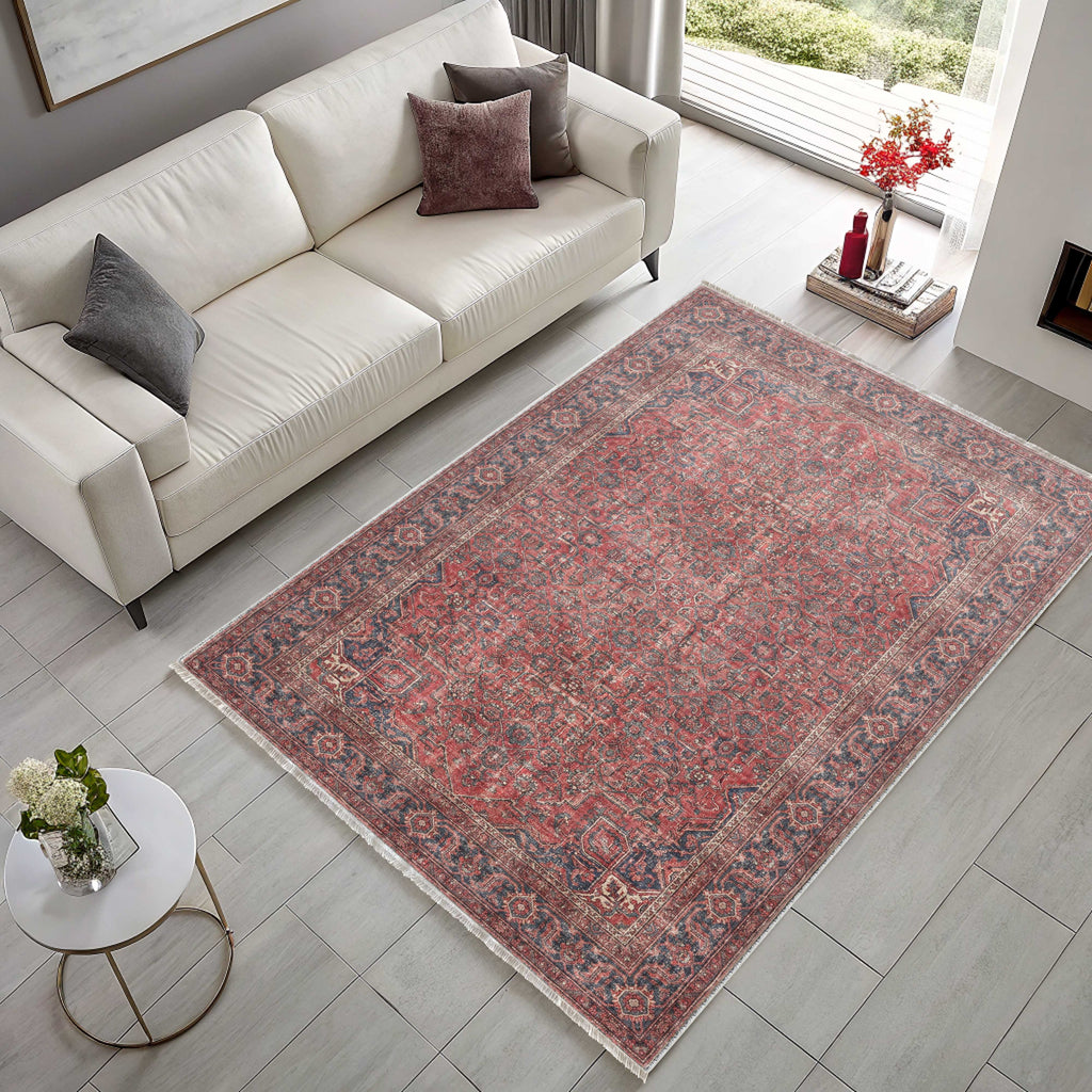 Tapis Vintage Bordeaux Lavable Baya, vue 9