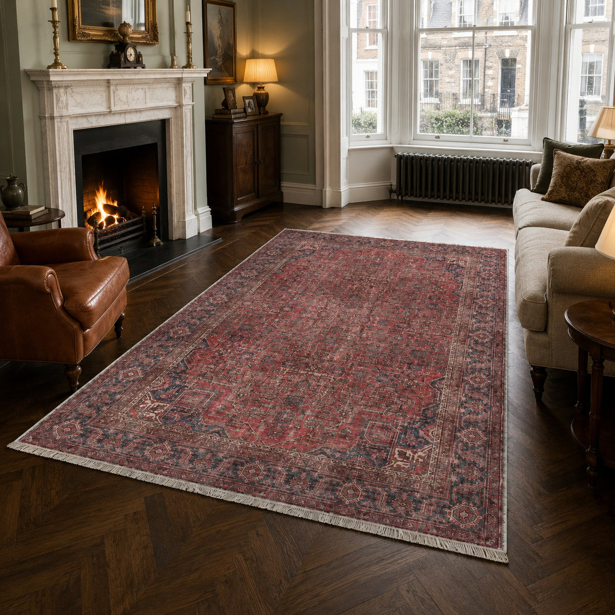 Tapis Vintage Bordeaux Lavable Baya, vue 3