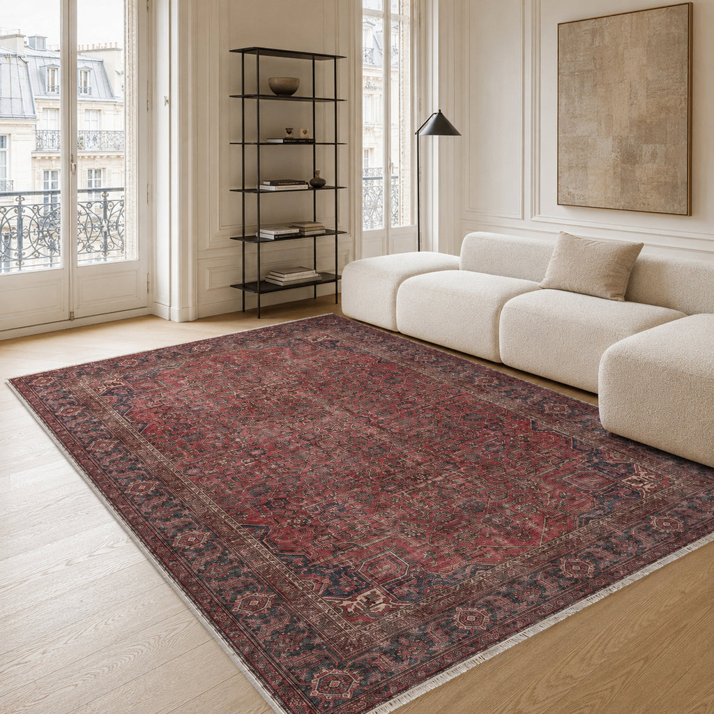 Tapis Vintage Bordeaux Lavable Baya, vue 4