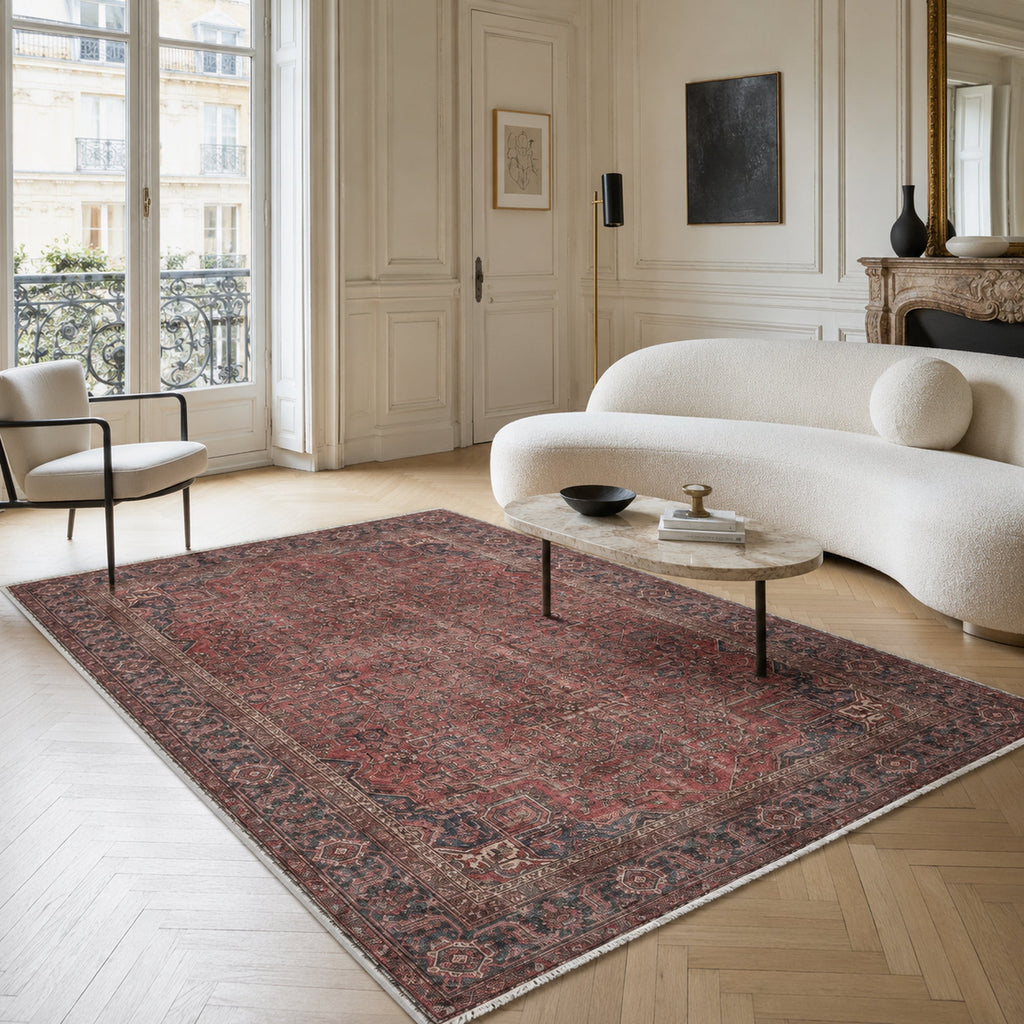 Tapis Vintage Bordeaux Lavable Baya, vue 5