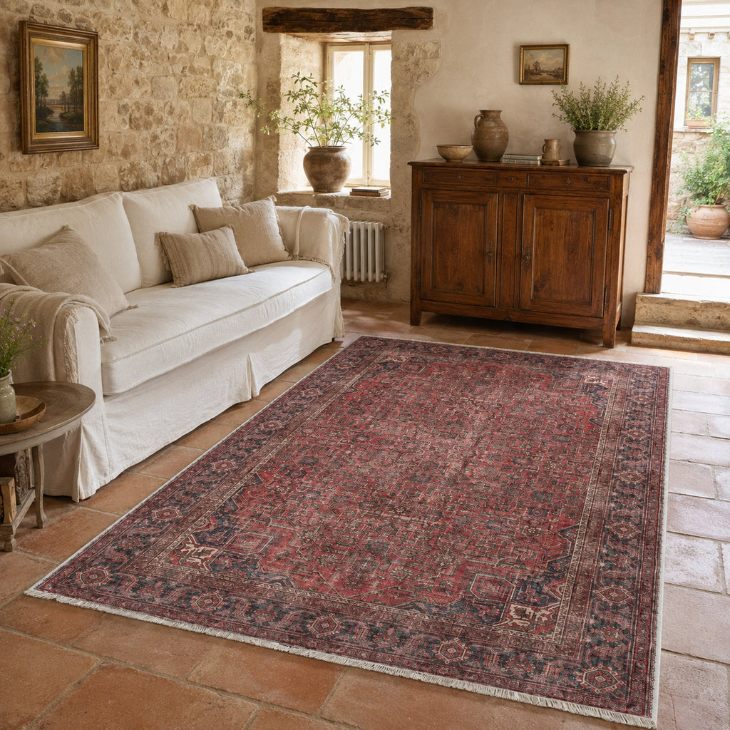Tapis Vintage Bordeaux Lavable Baya, vue 7