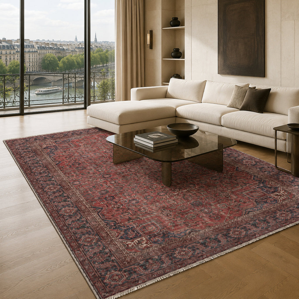 Tapis Vintage Bordeaux Lavable Baya, vue 8