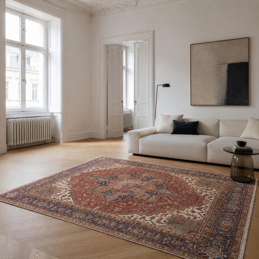 Tapis Classique Crème et Blanc Lavable Eline, vue 5