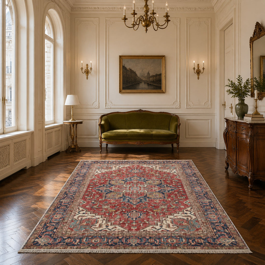 Tapis Classique Crème et Blanc Lavable Eline, vue 6
