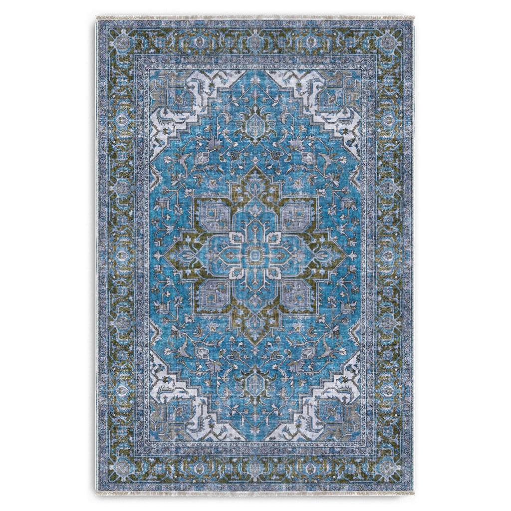 Tapis Classique Bleu Marine Lavable Baya, vue 10