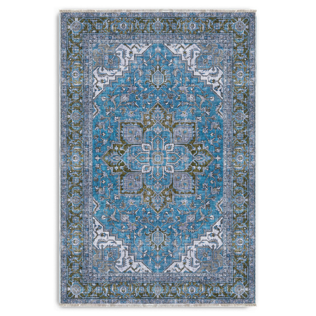 Tapis Classique Bleu Marine Lavable Baya, vue 10