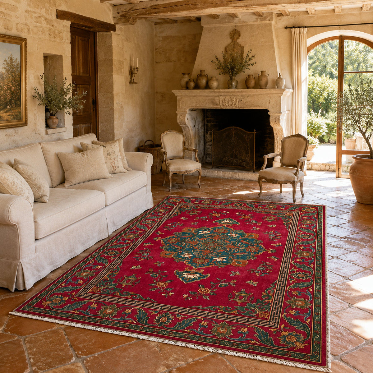 Tapis Géométrique Moderne Bordeaux Lavable Elvire, vue 4