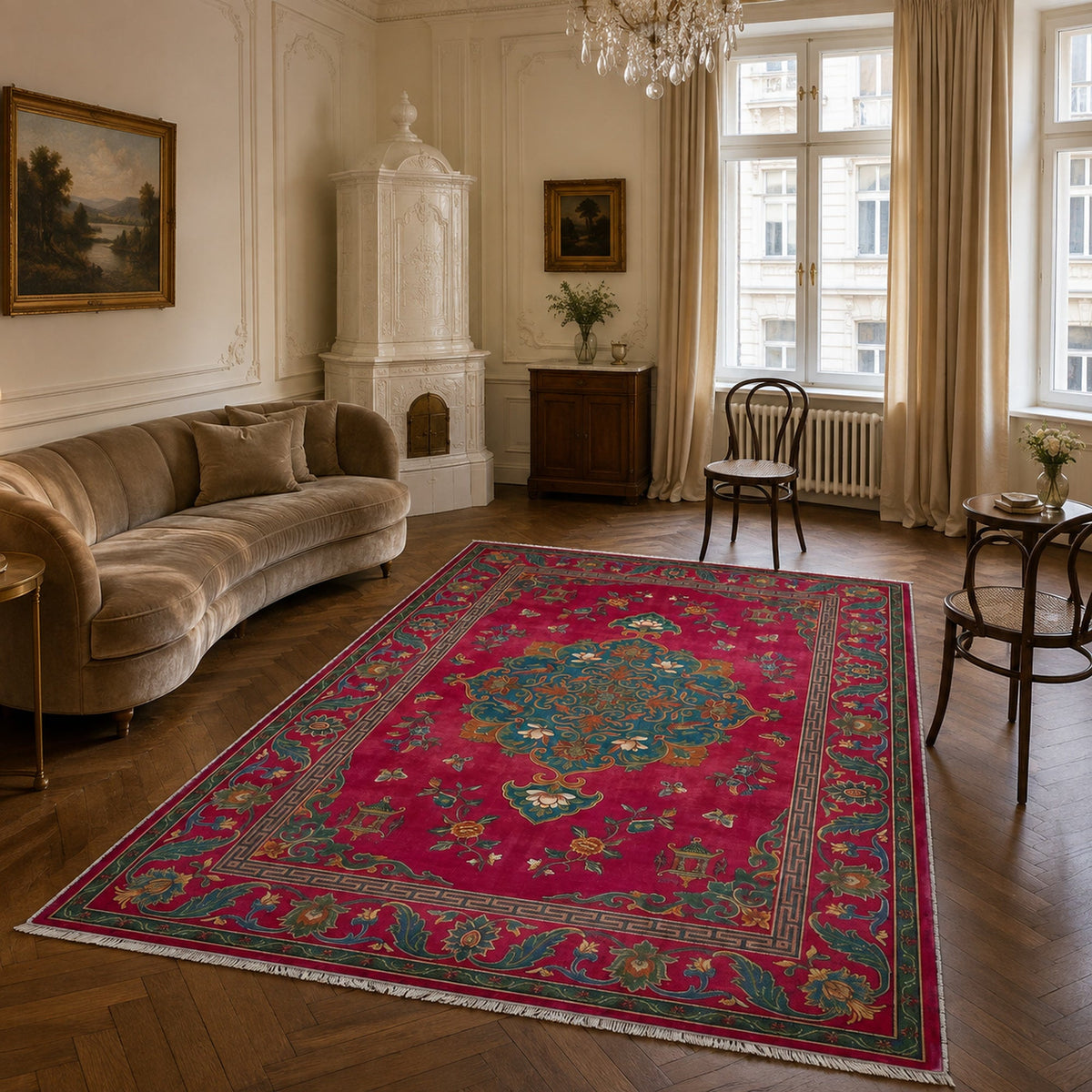 Tapis Géométrique Moderne Bordeaux Lavable Elvire, vue 6