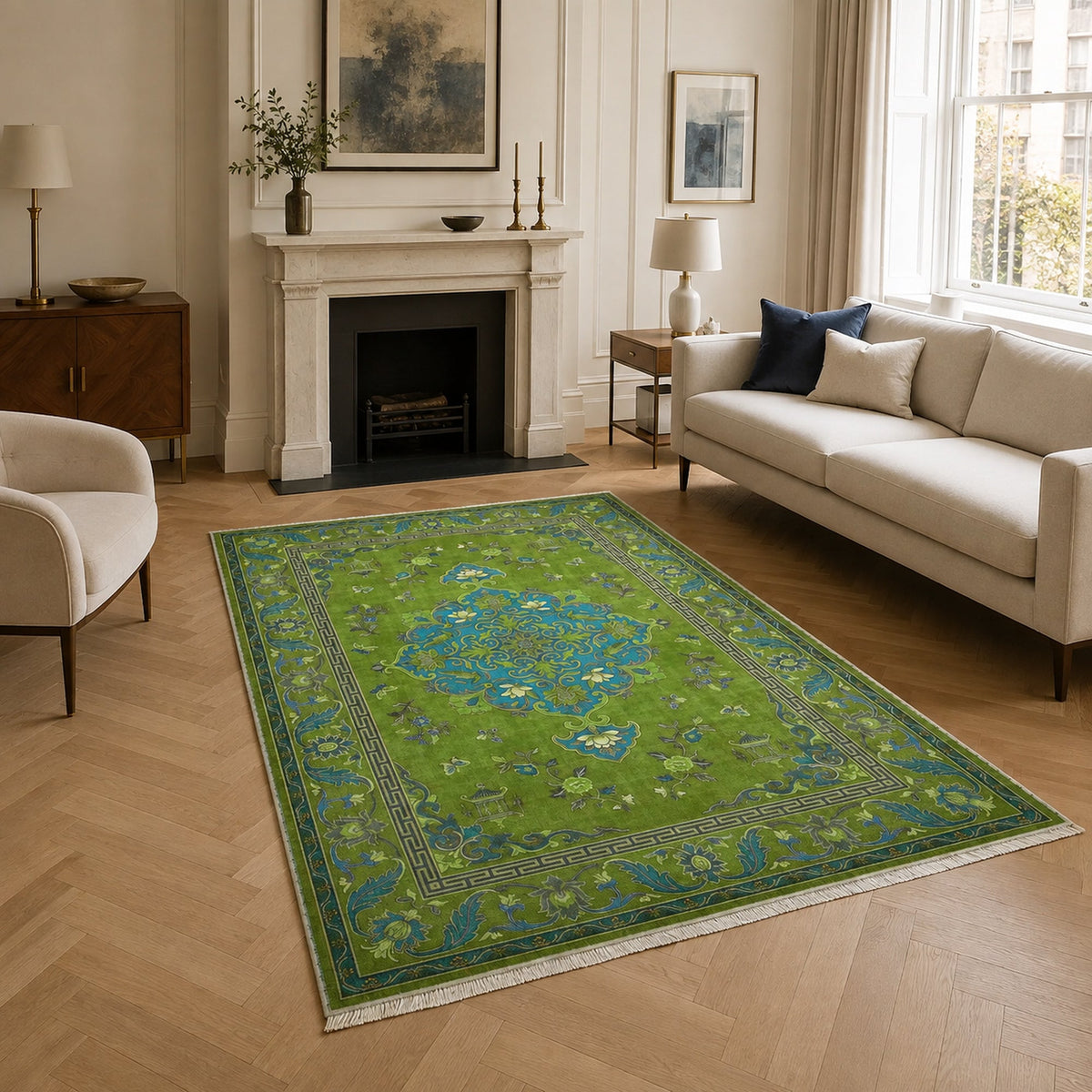 Tapis Classique Gris Lavable Azalée, vue principale
