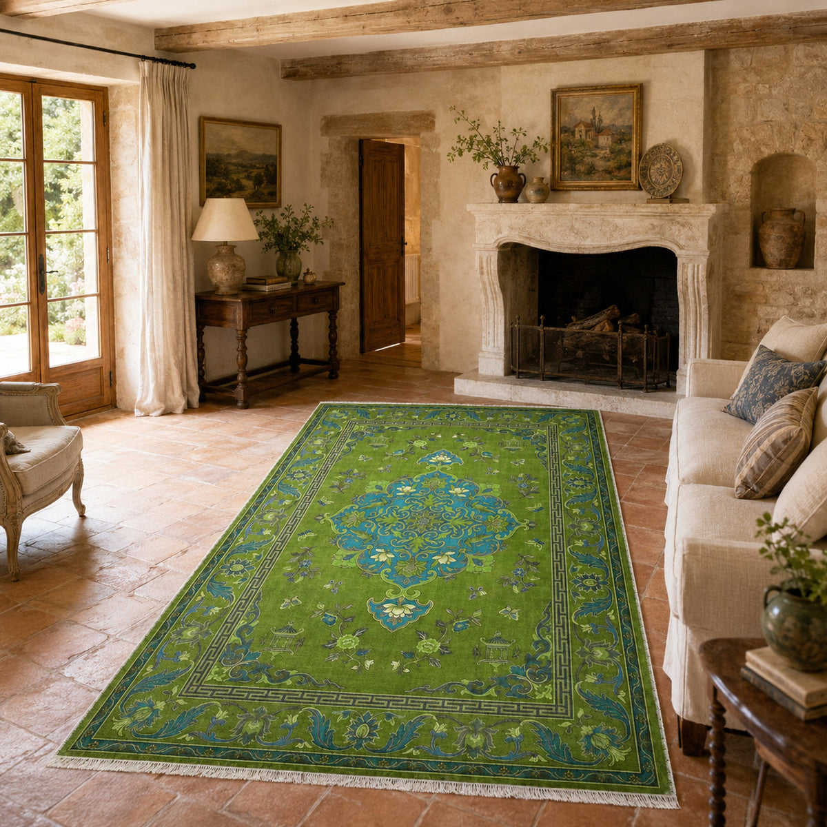 Tapis Classique Gris Lavable Azalée, vue 4
