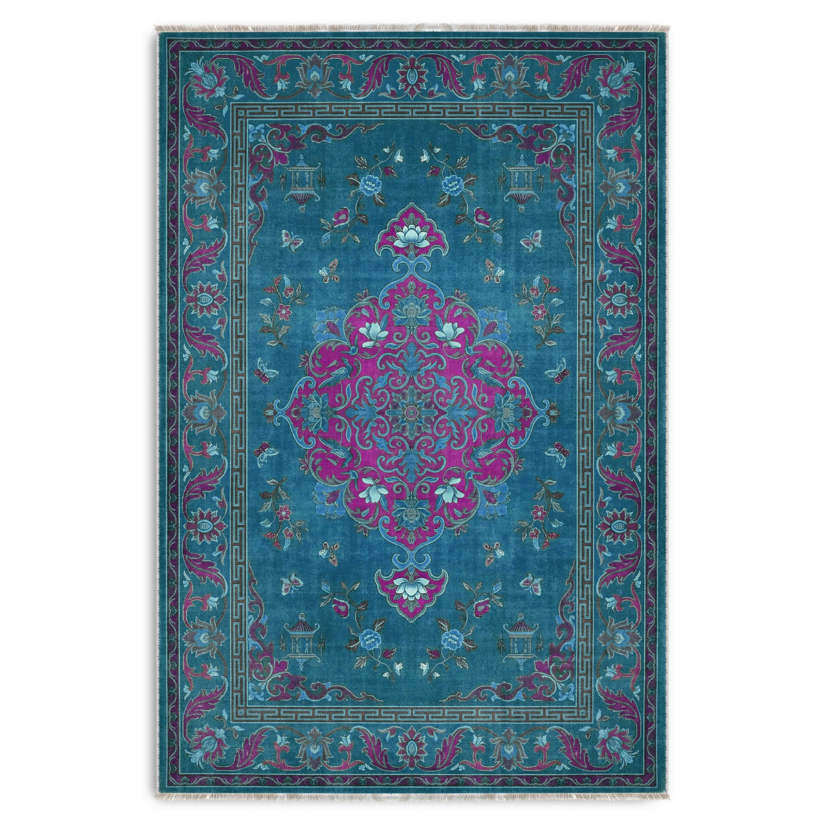 Tapis Géométrique Moderne Bleu Marine Lavable Isaline, vue 5