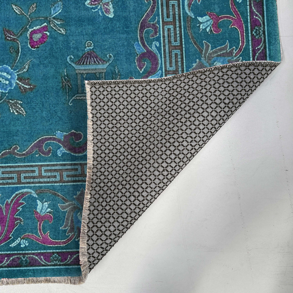 Tapis Géométrique Moderne Bleu Marine Lavable Isaline, vue 7