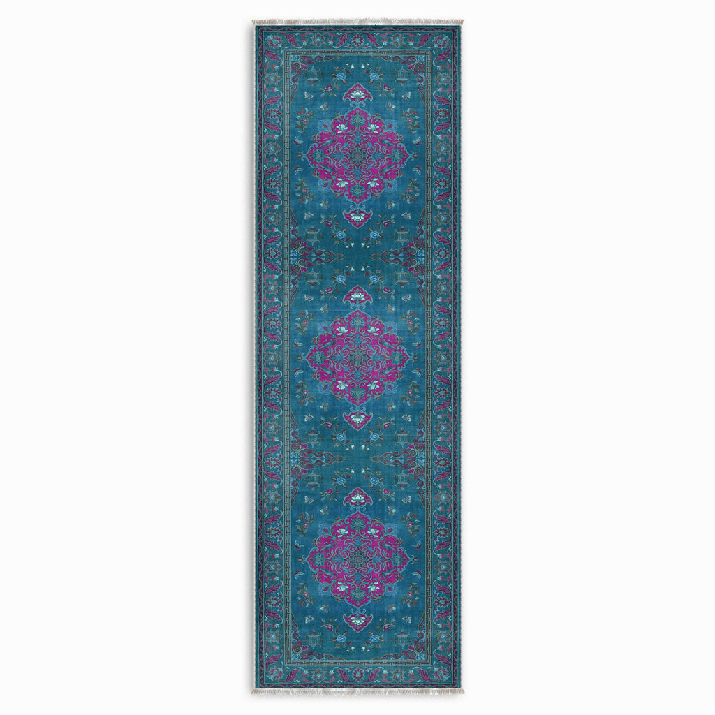 Tapis Géométrique Moderne Bleu Marine Lavable Isaline, vue 10