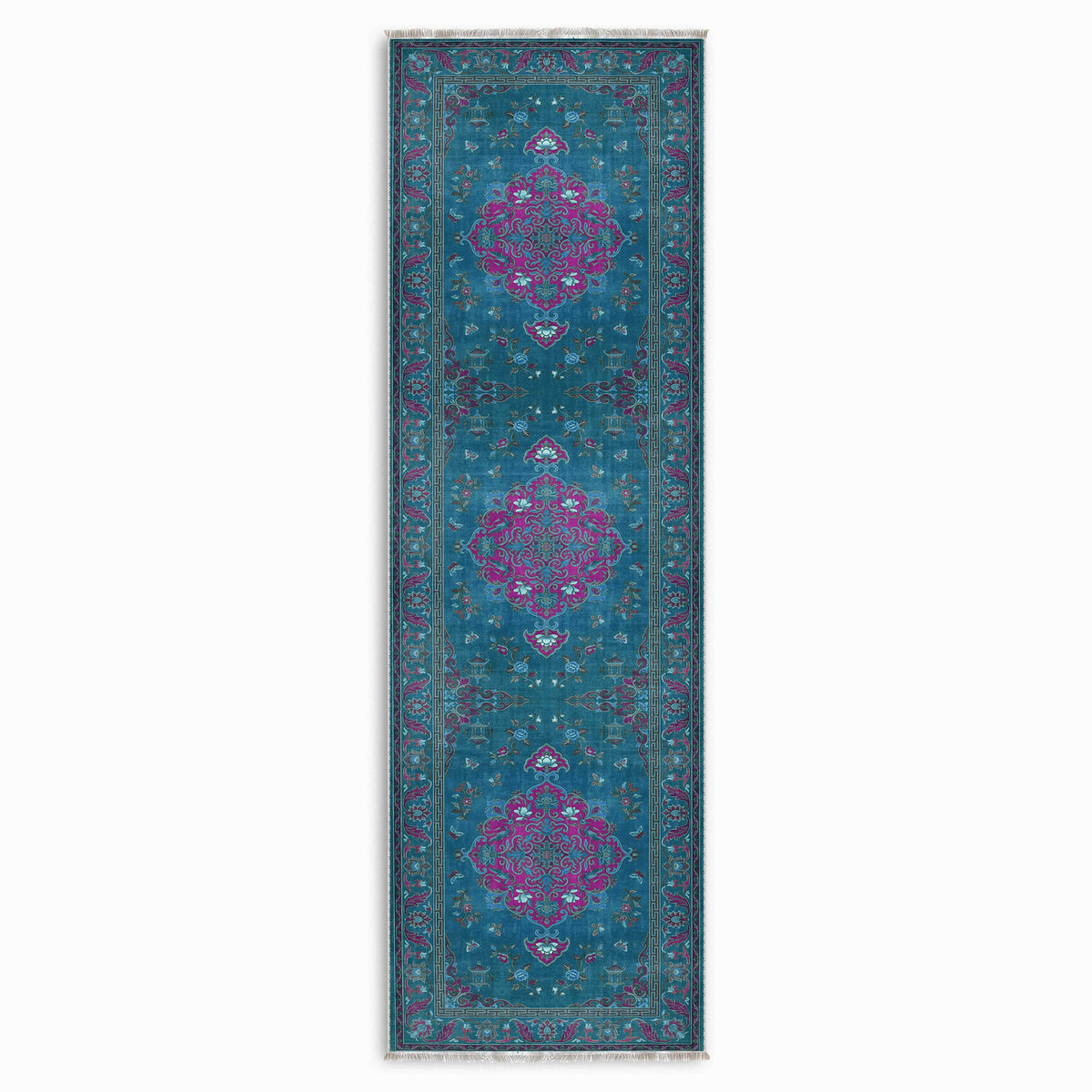 Tapis Géométrique Moderne Bleu Marine Lavable Isaline, vue 10