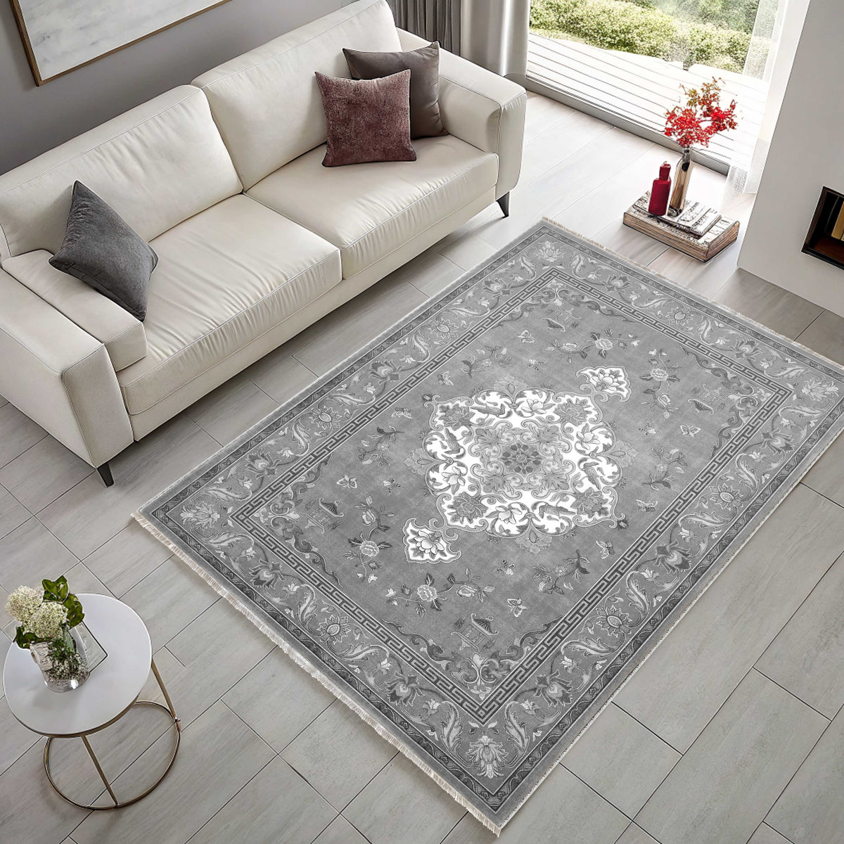 Tapis Classique Gris Lavable Lorena, vue 9