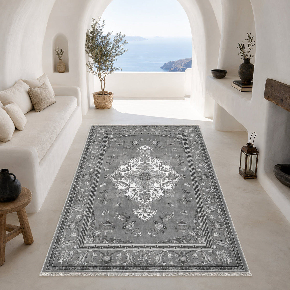 Tapis Classique Gris Lavable Lorena, vue 7