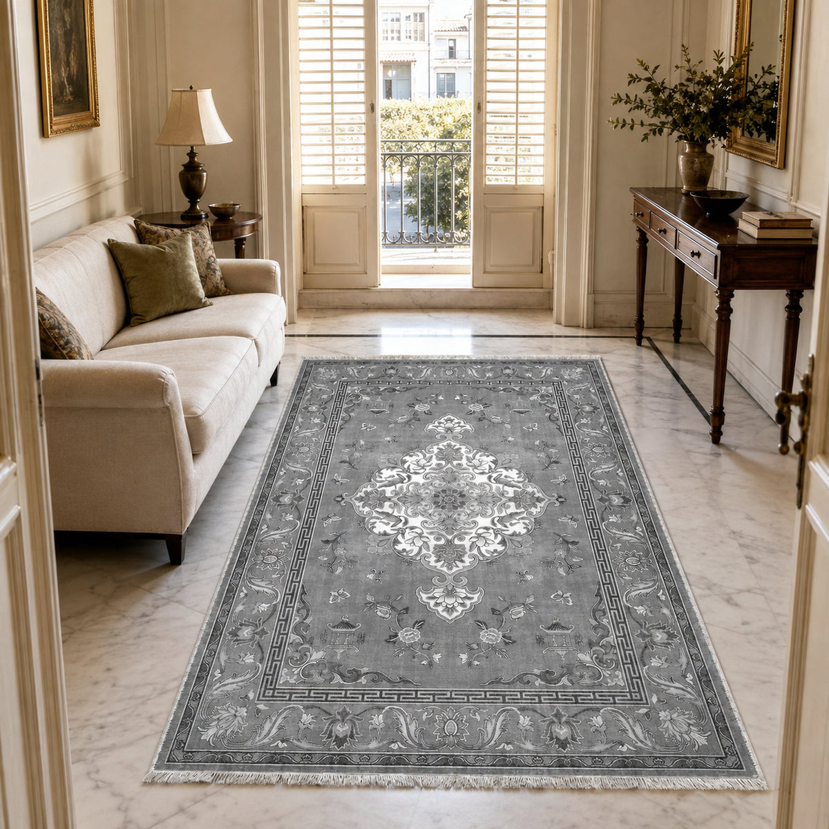 Tapis Classique Gris Lavable Lorena, vue 8