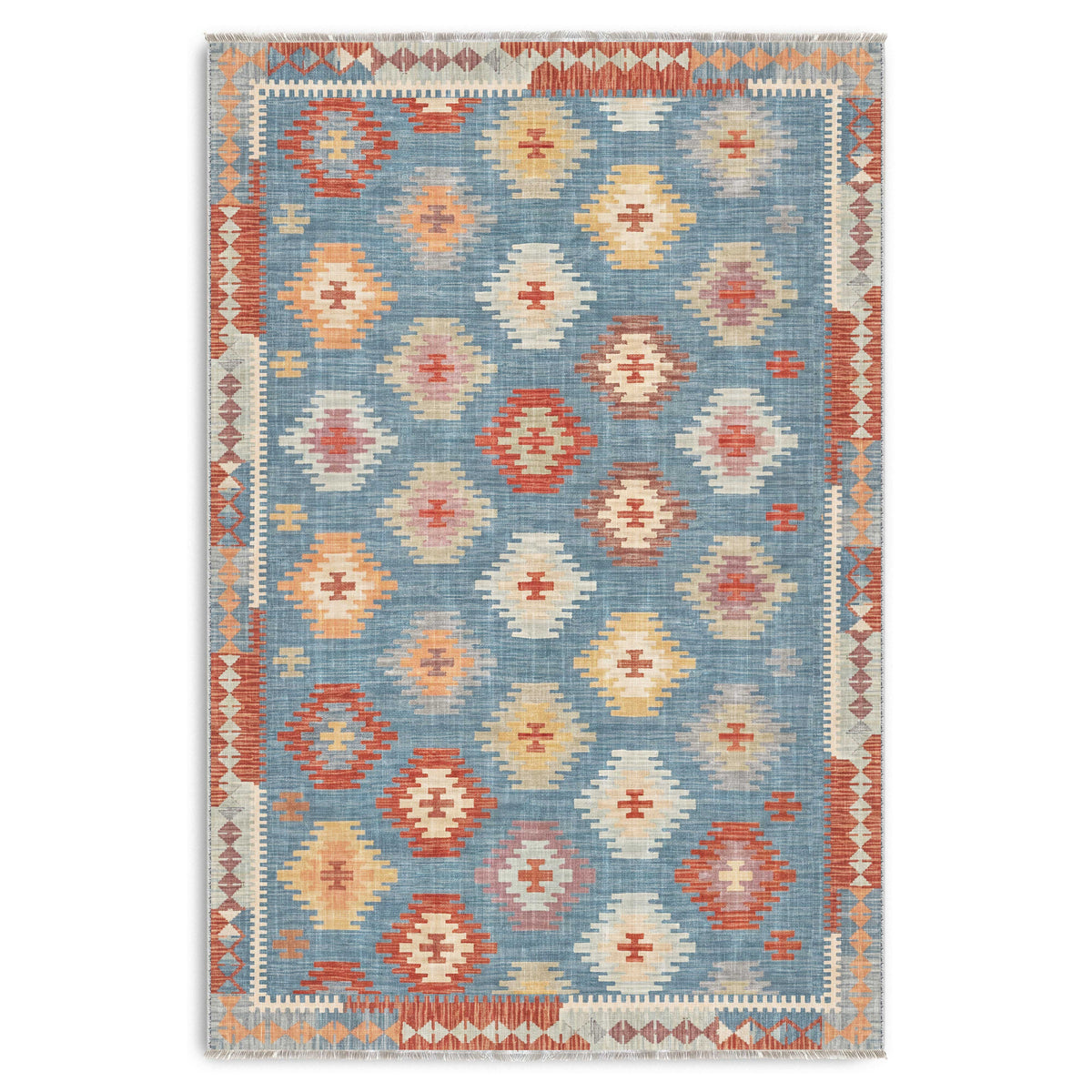 Tapis Ethnique Bleu Marine Lavable Maëlle, vue 10