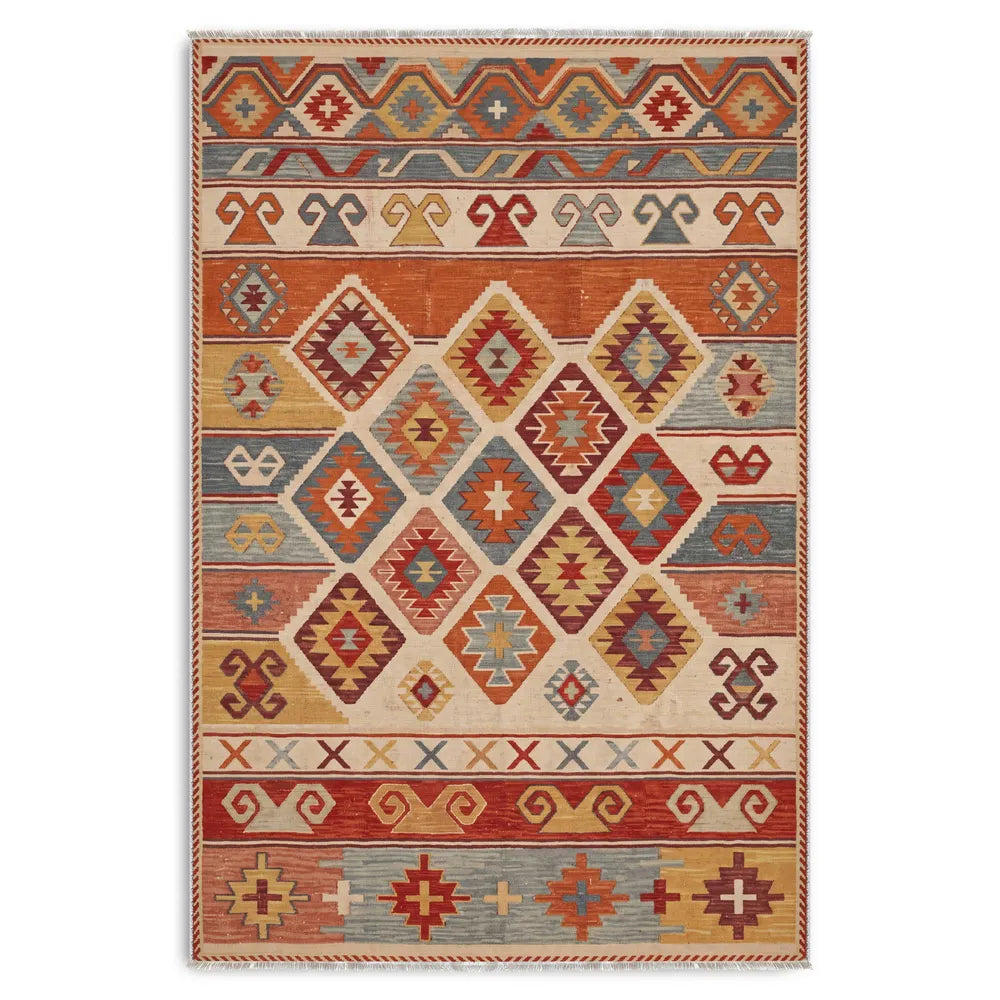 Tapis Ethnique Bleu Marine Lavable Aria, vue 8