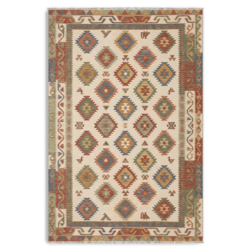 Tapis Ethnique Crème et Blanc Lavable Nino, vue 7