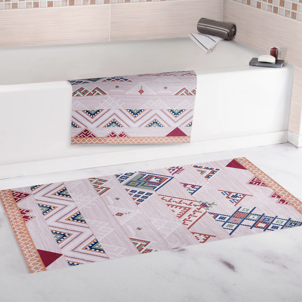 Détail du motif du tapis classique vintage bordeaux lavable Héra