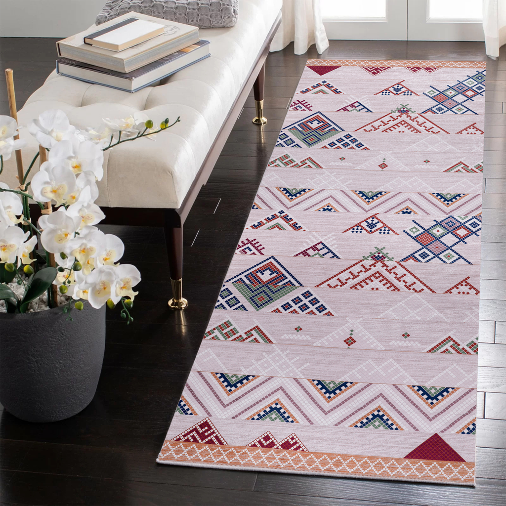 Tapis Classique Vintage Bordeaux Lavable Héra, vue 3