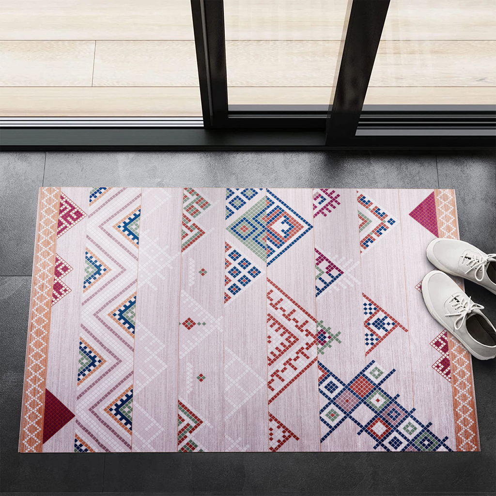 Tapis Classique Vintage Bordeaux Lavable Héra, vue 4