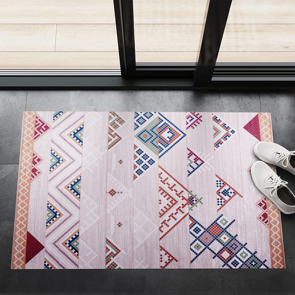 Tapis Classique Vintage Bordeaux Lavable Héra, vue 4