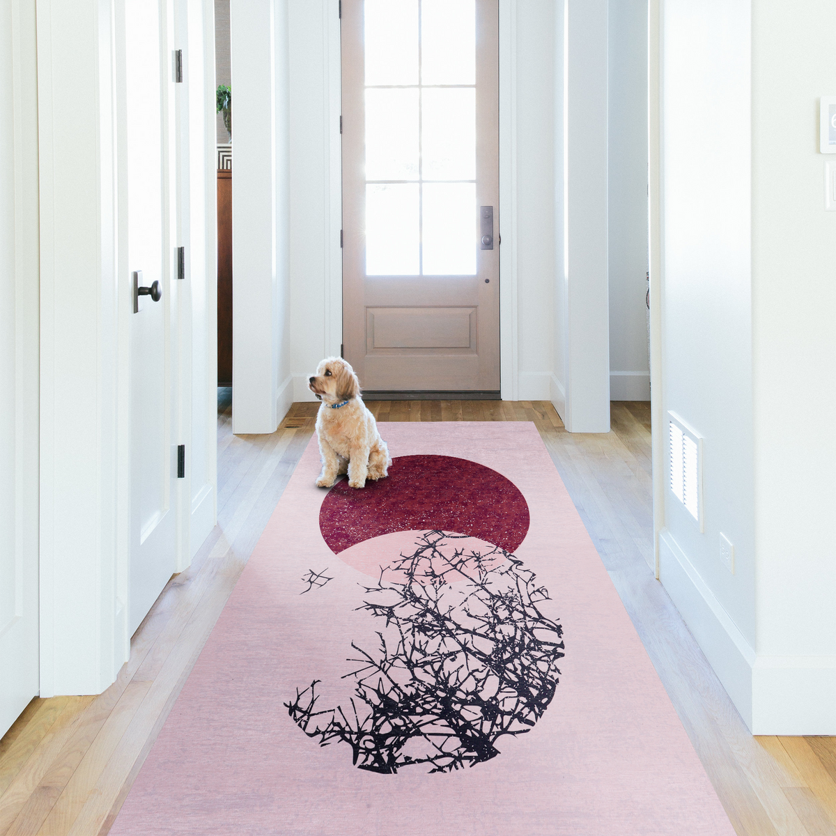 Tapis Abstrait Crème et Blanc Lavable Gabriel, vue 3