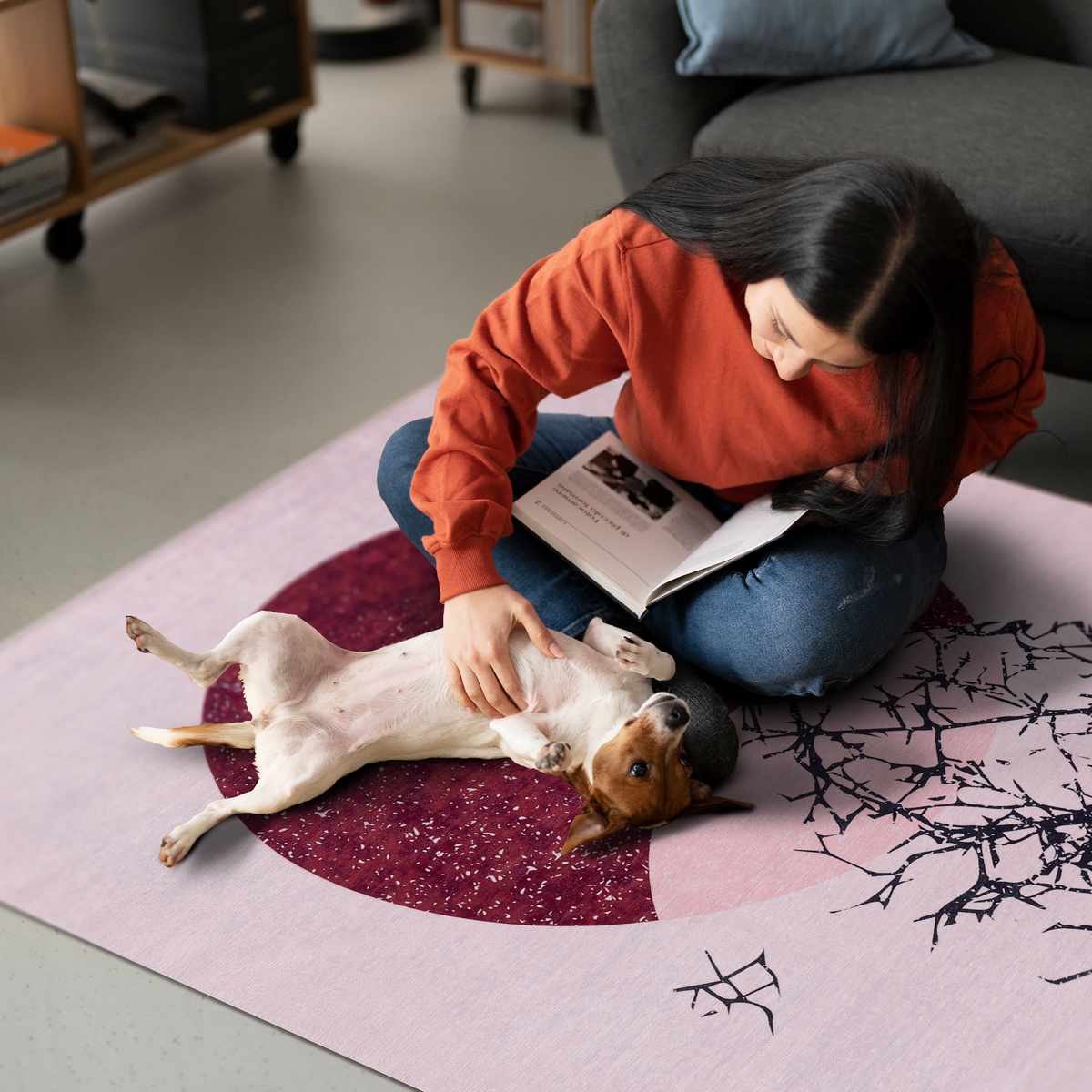 Tapis Abstrait Crème et Blanc Lavable Gabriel, vue 7