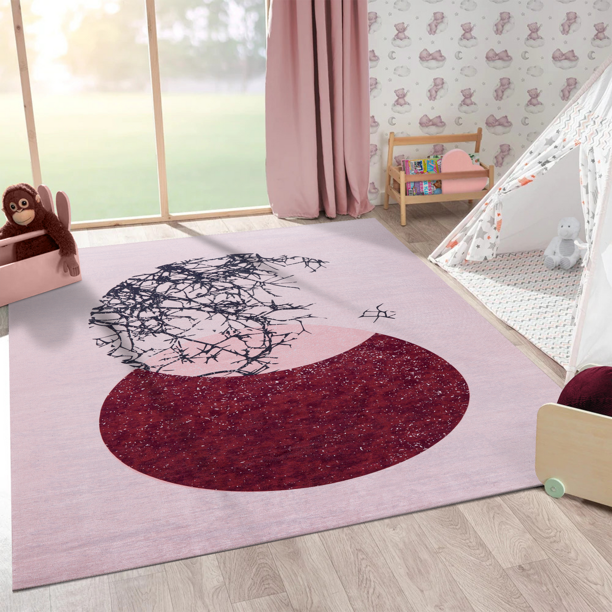Tapis Abstrait Crème et Blanc Lavable Gabriel, vue 9
