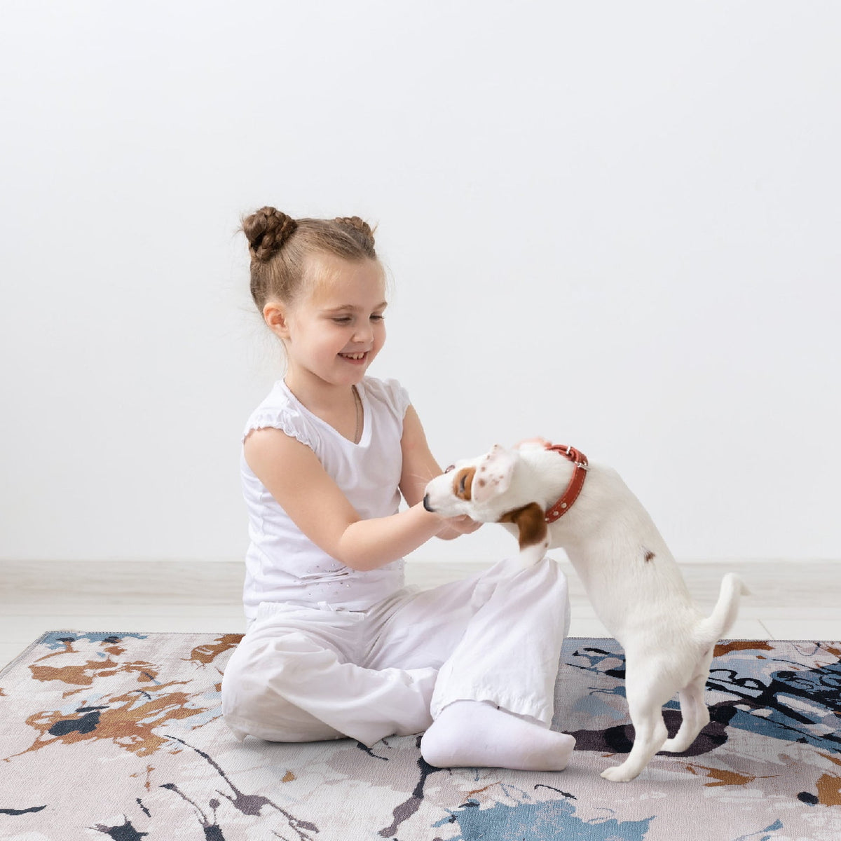 Tapis Abstrait Bleu Marine Lavable Mariah, vue 6