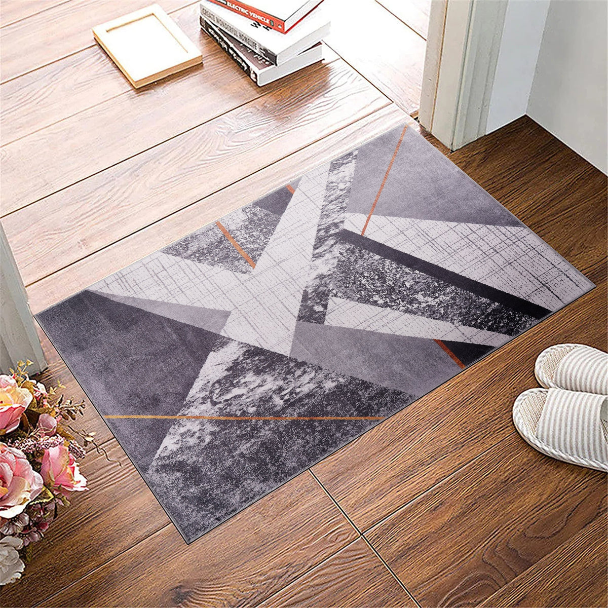 Tapis Abstrait Crème et Blanc Lavable Dana, vue 6