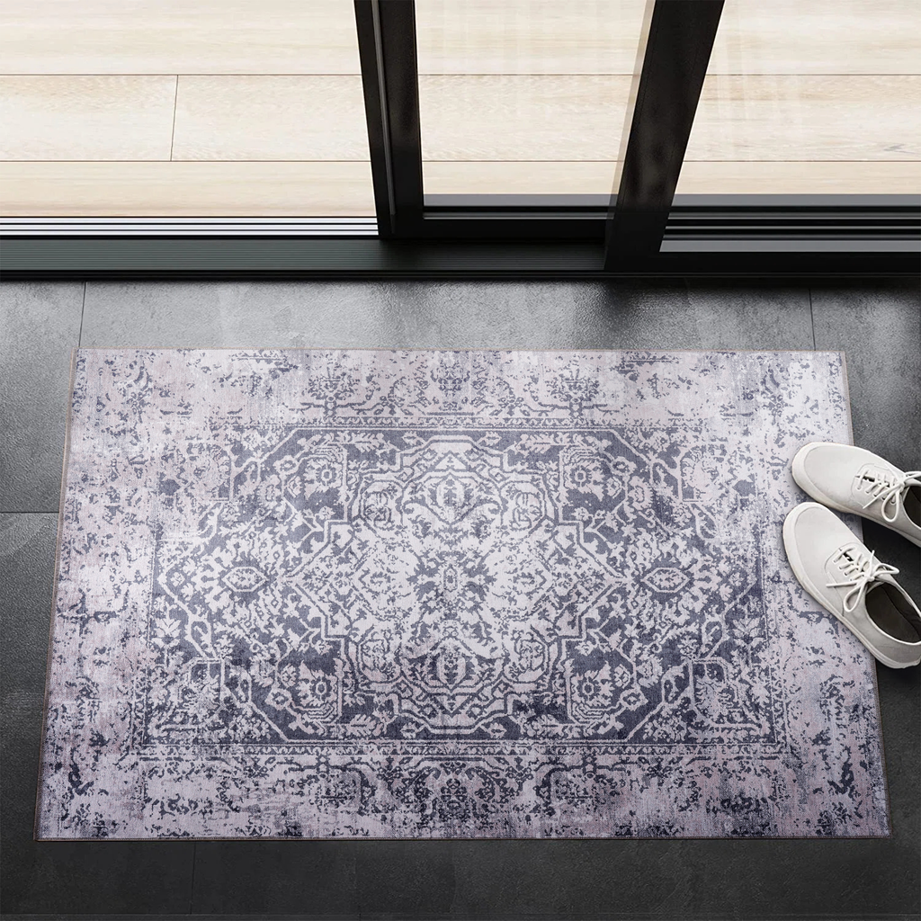 Tapis Vintage Crème et Blanc Lavable Éloi, vue principale