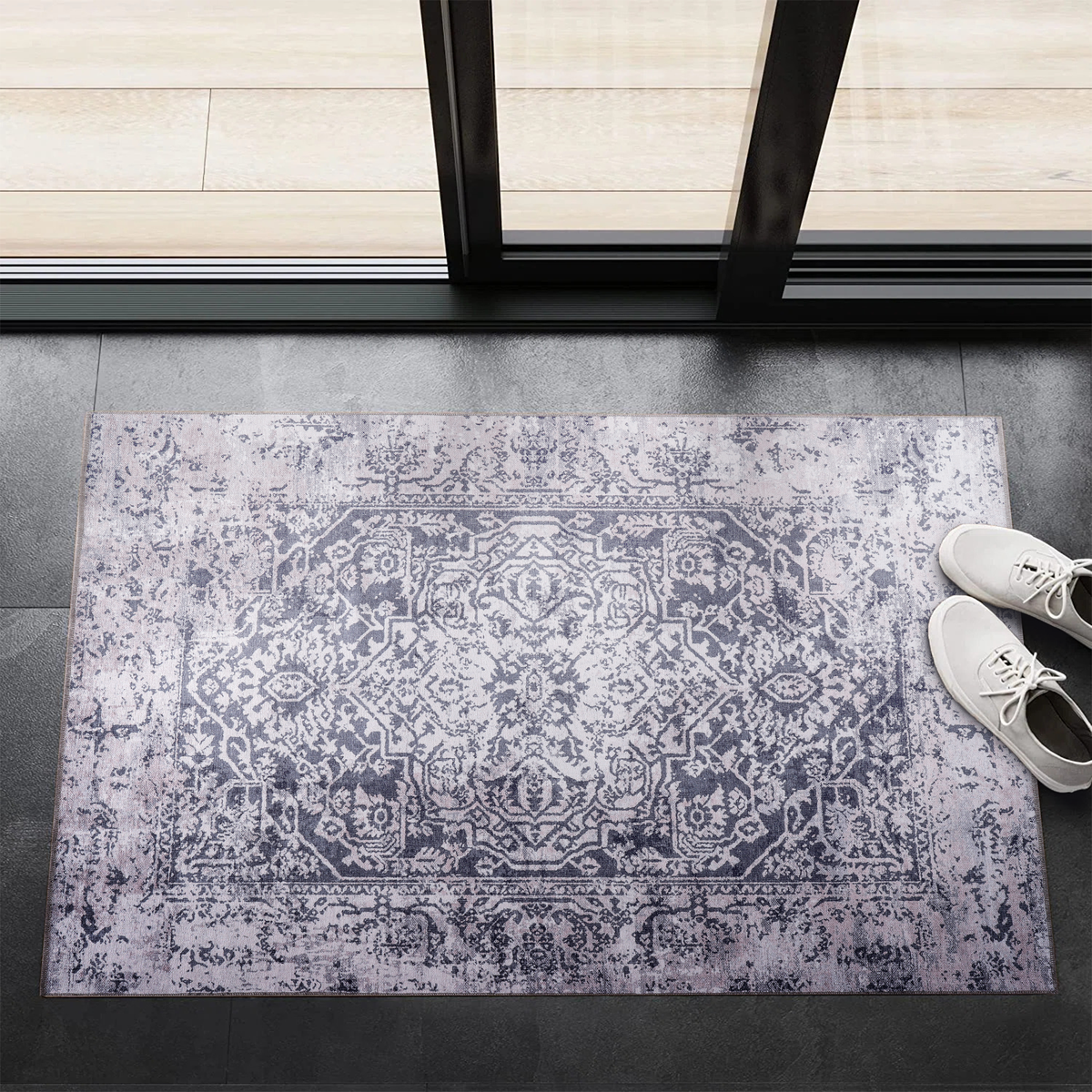 Tapis Vintage Crème et Blanc Lavable Éloi, vue principale