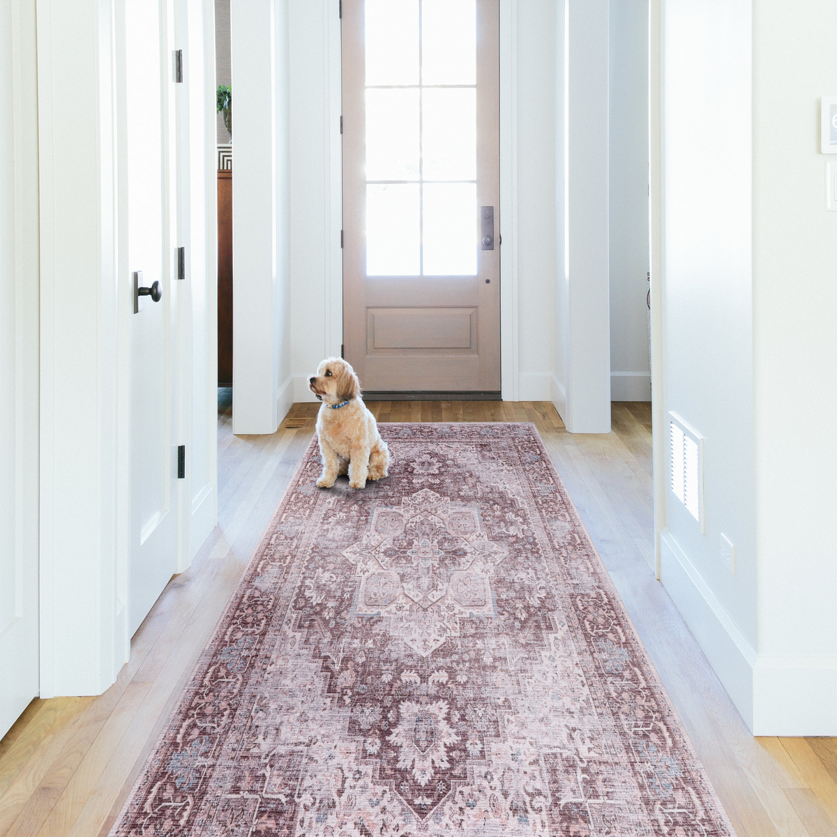 Tapis Vintage Bleu Marine Lavable Amélia, vue 5