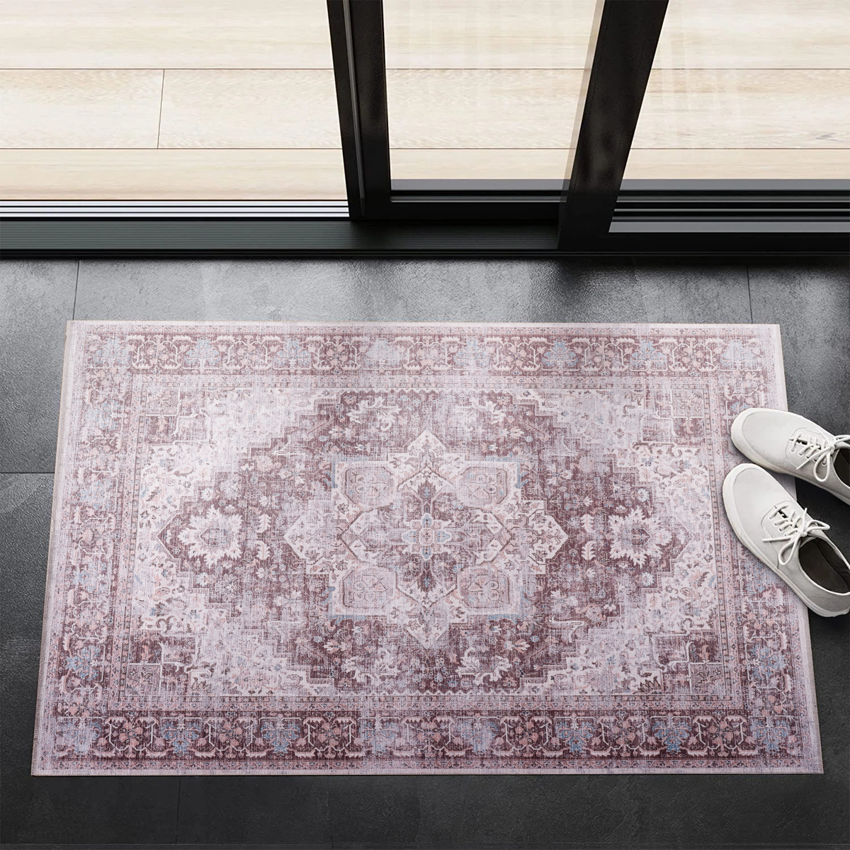 Tapis Vintage Bleu Marine Lavable Amélia, vue 7