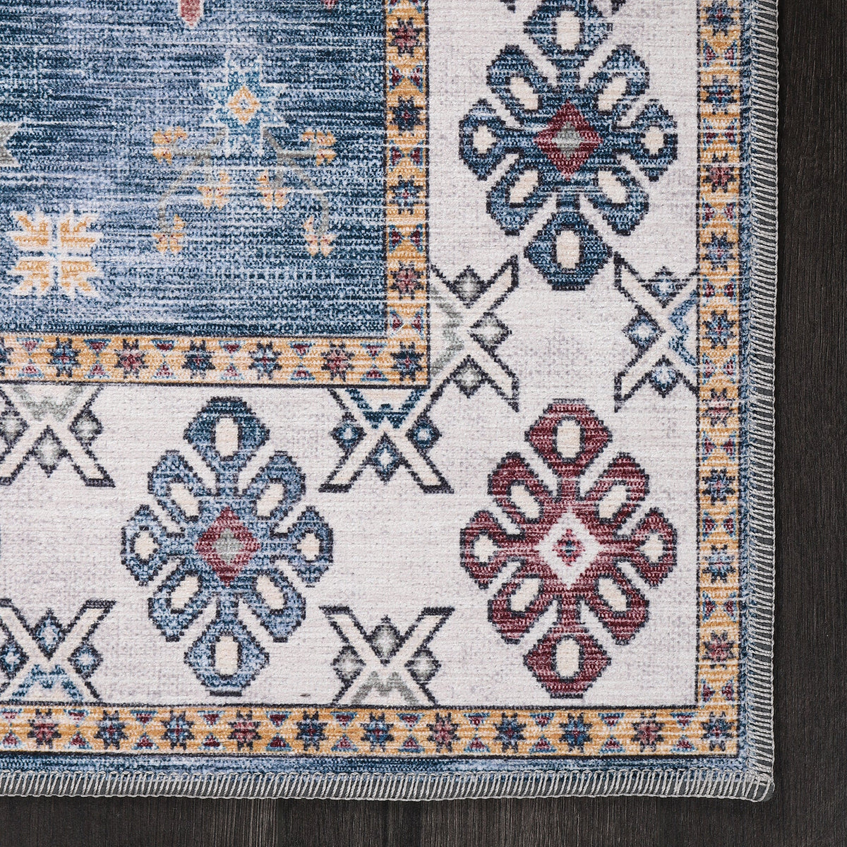 Tapis Ethnique Crème et Blanc Lavable Giulia, vue 3