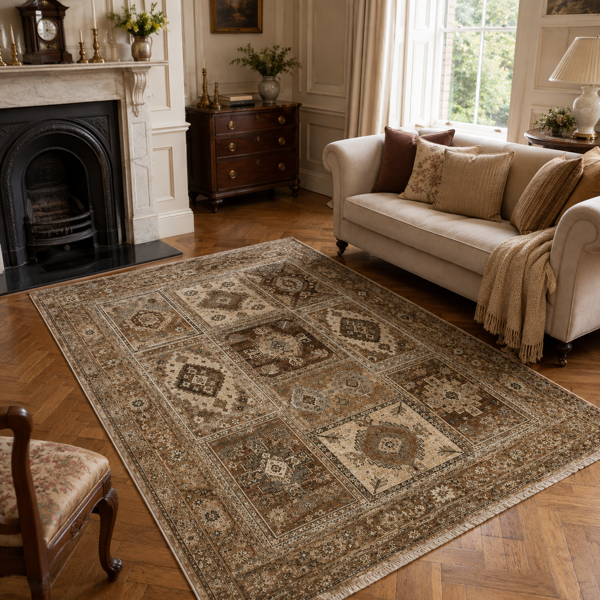 Tapis Ethnique Vintage Bleu Marine Lavable Thaïs, vue 9