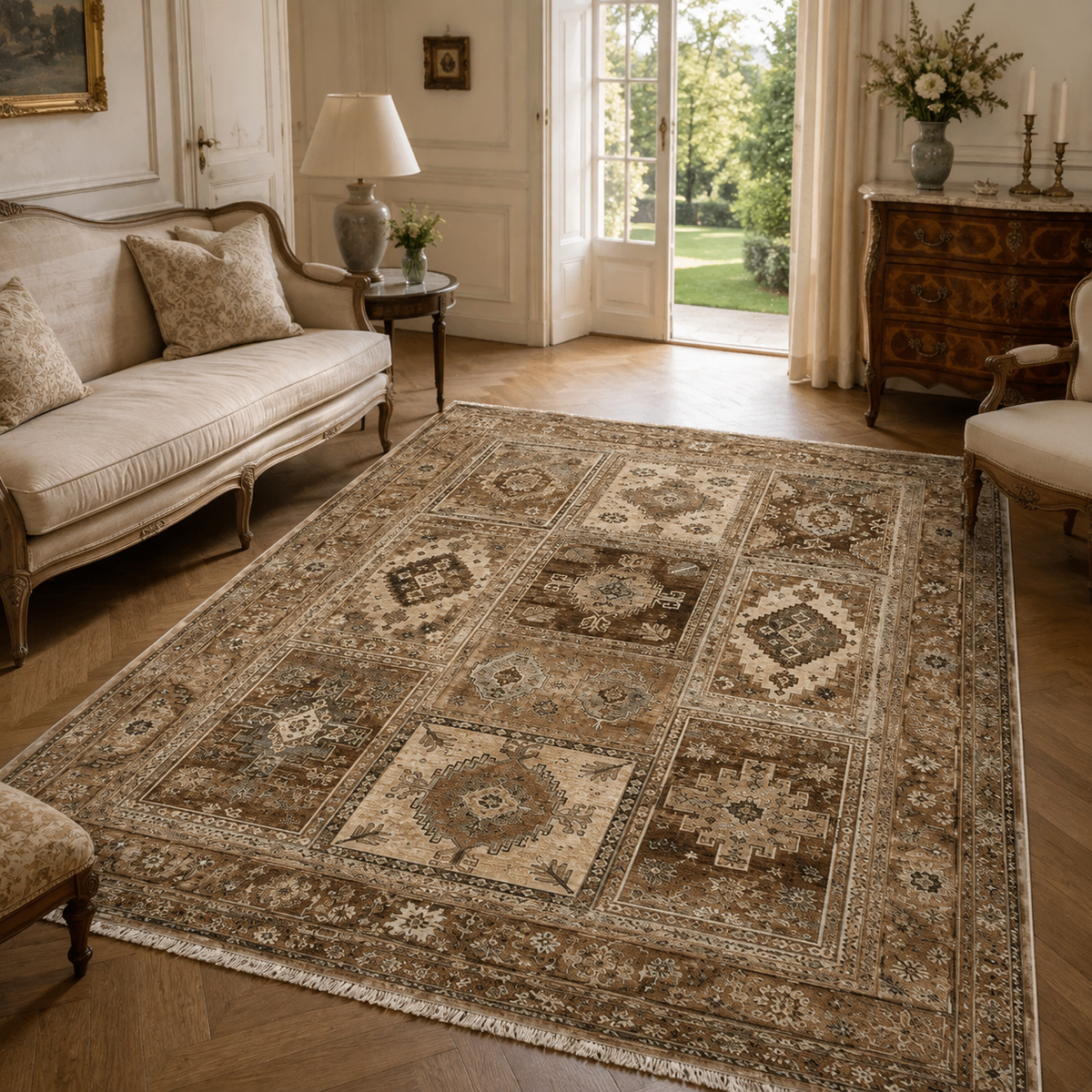 Tapis Ethnique Vintage Bleu Marine Lavable Thaïs, vue 4
